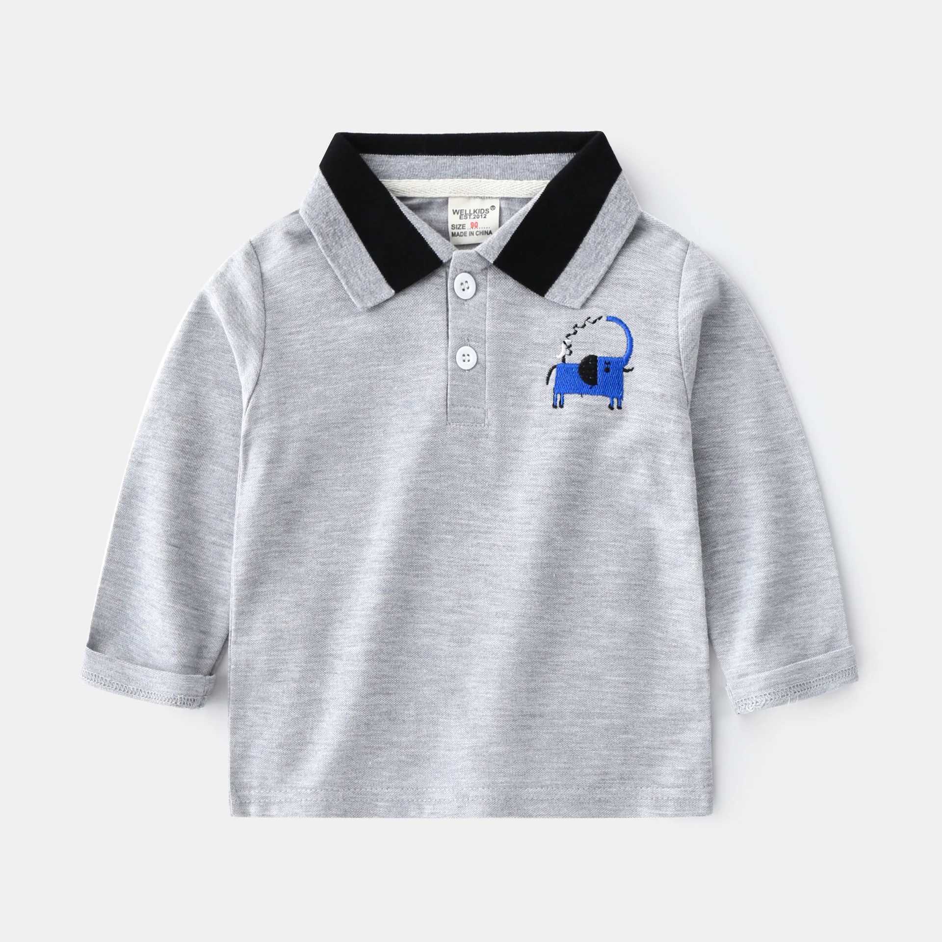 Spring Autumn Baby Boy Polo Shirt Cotton Long Sleeves Children Boy 1-6 Years Tops Animals Pattern Kid Boy ClothesXJ241225
