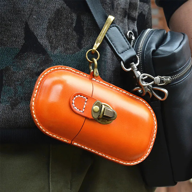 Vintage Sun Glasses Box with Hook Leather Eyewear Accessories Protect Case Portable Storage Glasses Holder Eye Glass Organizer 241224