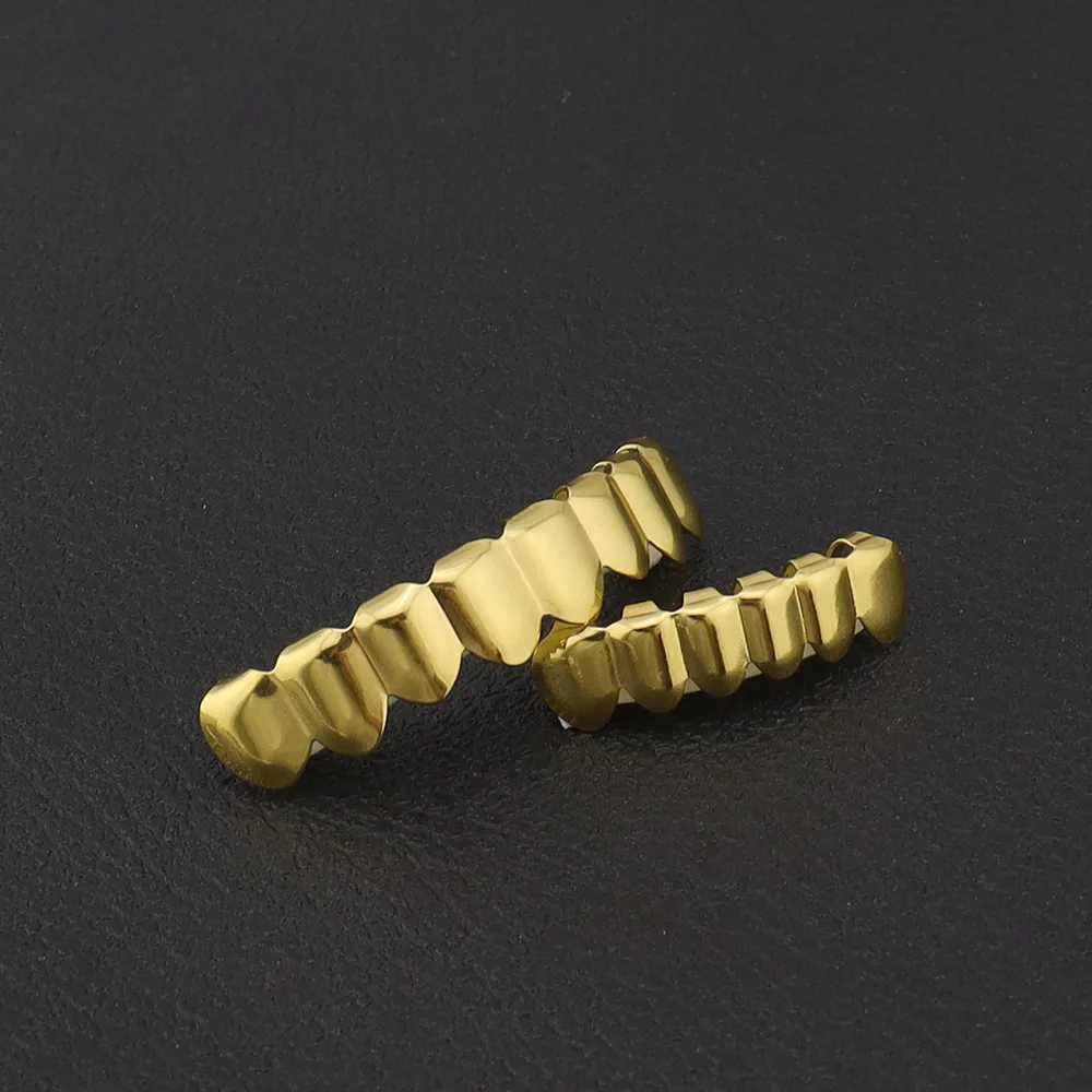 1set Long Hip Hop Teeth Grillz Gold Plated Dental Grills Rock Tooth Grillz Cs Crystal Teeth Cs Halloween Vampire ToothXJ241225
