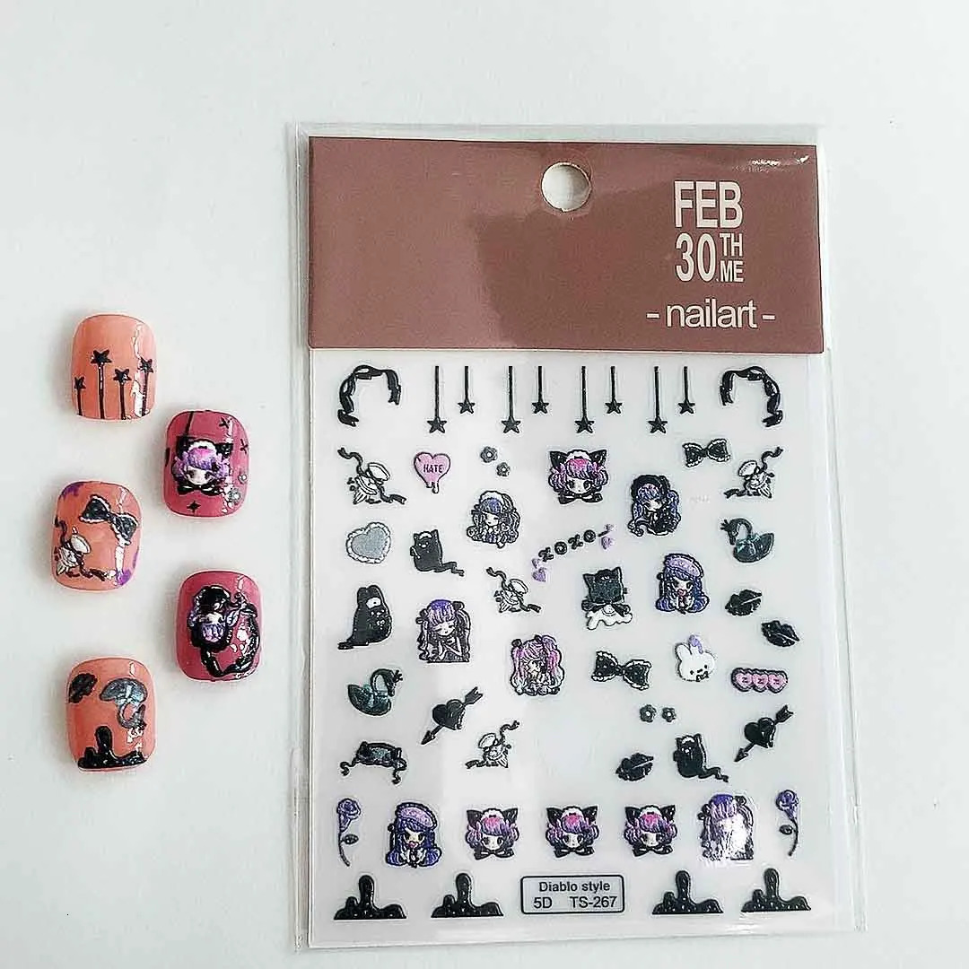 OEM ODM Nail Sticker Custom Personalized Cartoon 5d Nail Stickers Decals Wholesale 100 Pieces 241225