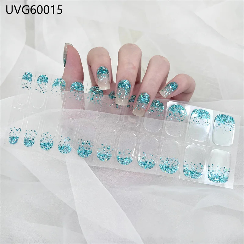 Arrival Semi-cured Gel Nails Stickers Harden In UV Lamp Full Self-Adhesive 3D Nails Polish Wraps Fashion n Gel Nail Art 241225