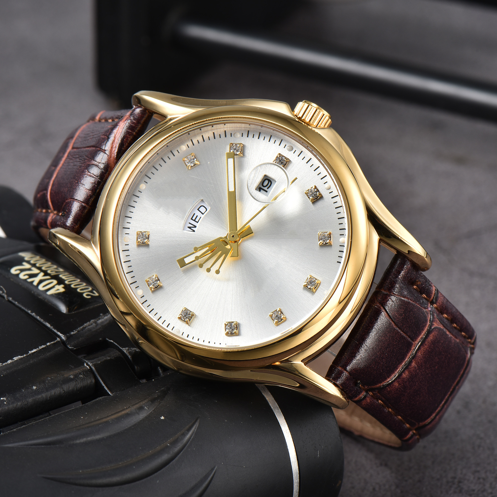 High quality mens women Cellini watches quartz movement watch dial work wristwatches leather strap stainless steel case waterproof clock montre de luxe #537