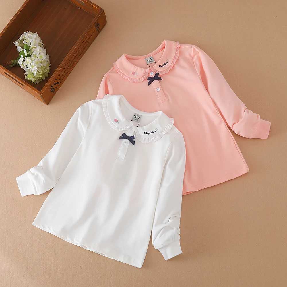 Girls Shirt School Uniform for Kids Spring Autumn Long Sleeves Polo Shirt Children Turn Down Colloar TopXJ241225