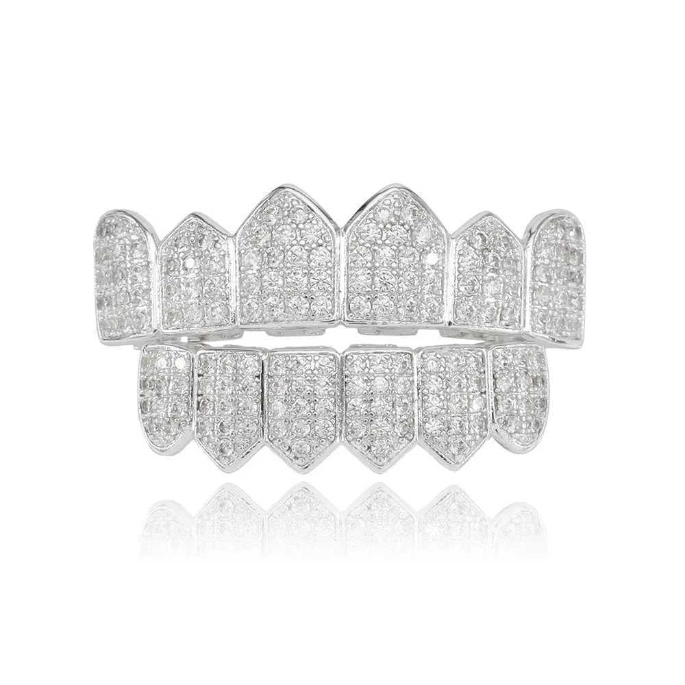 1set Hip Hop d Out Teeth Grillz Gold Plated Dental Grills Rock Tooth Grillz Cs Crystal Teeth Cs Halloween Vampire ToothXJ241225