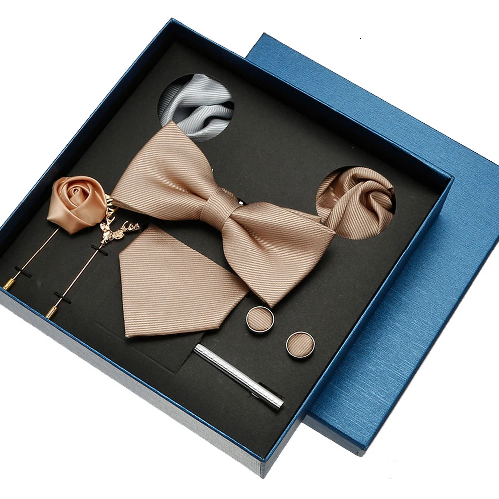 Red Blue Classic Silk Ties For Men Pocket Square Cufflinks Sets Solid Color Necktie Party Wedding Gift Men Neck Tie Set 241225