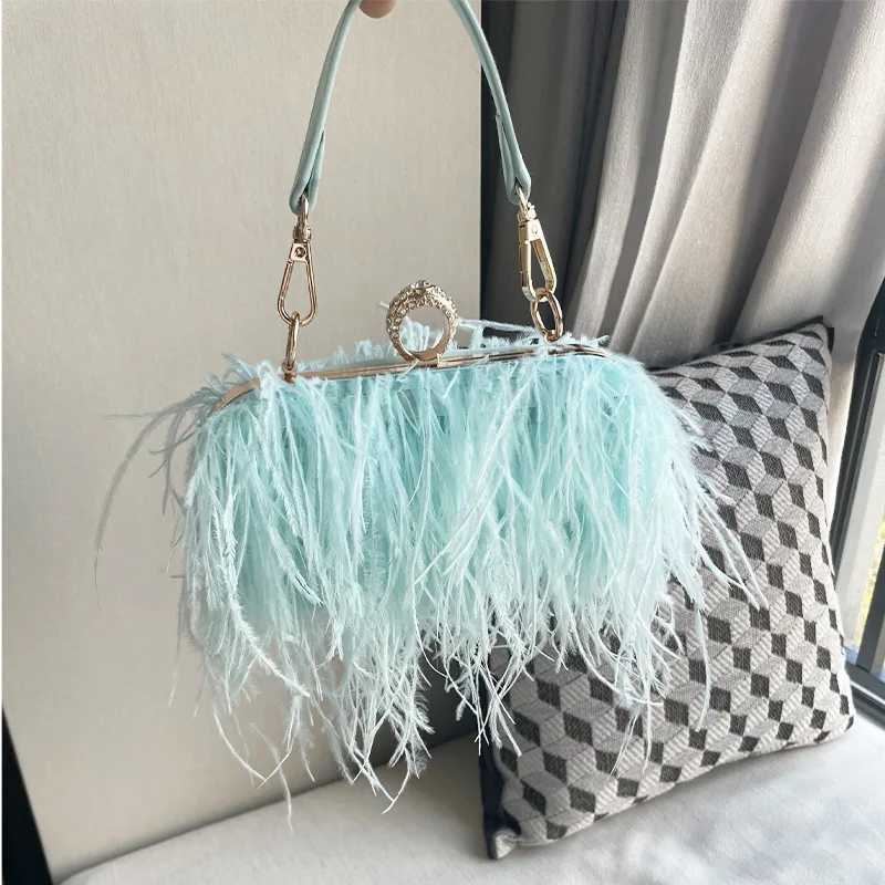 Hot selling fashionable womens wedding box evening bag party luxury oriental feather shoulder bag Z241225