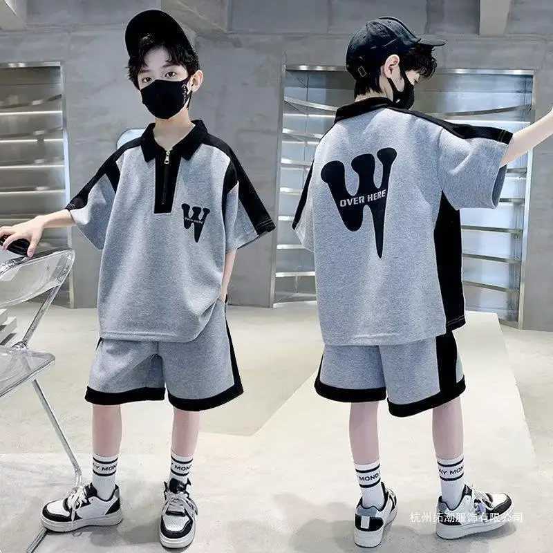 Clothing Sets Summer Teenage Boy Clothes Set Children Girls Letter Tshirt and Shorts 2pcs Suit Kid Short Sleeve Top Bottom Outfits TracksuitY2412256AD