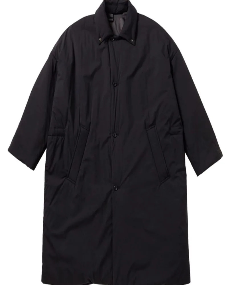 NHOOLYWOOD Japanese Retro Loose Trend Sherry Cotton Thickened Jacket Men Long Parka Coat 241225