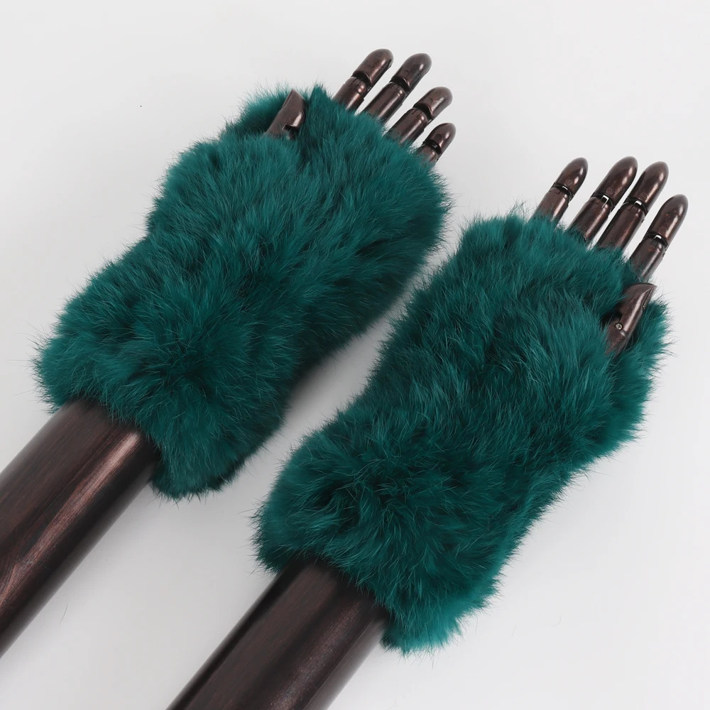 Arrival Female Natural Rabbit Fur Gloves Knitted Warm Real Rex Rabbit Fur Mittens Women Winter Outdoor Rex Rabbit Fur Gloves 241225