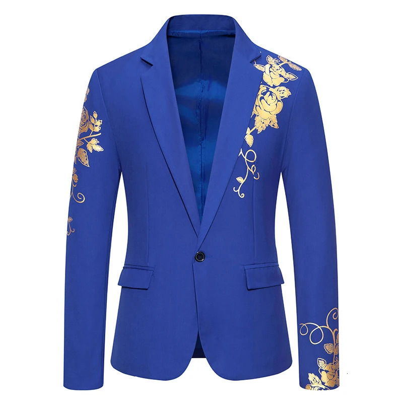 Mens Onebutton Suit Fashion Printing Leisure Slim Business Banquet Wedding Dress Blazer 241225
