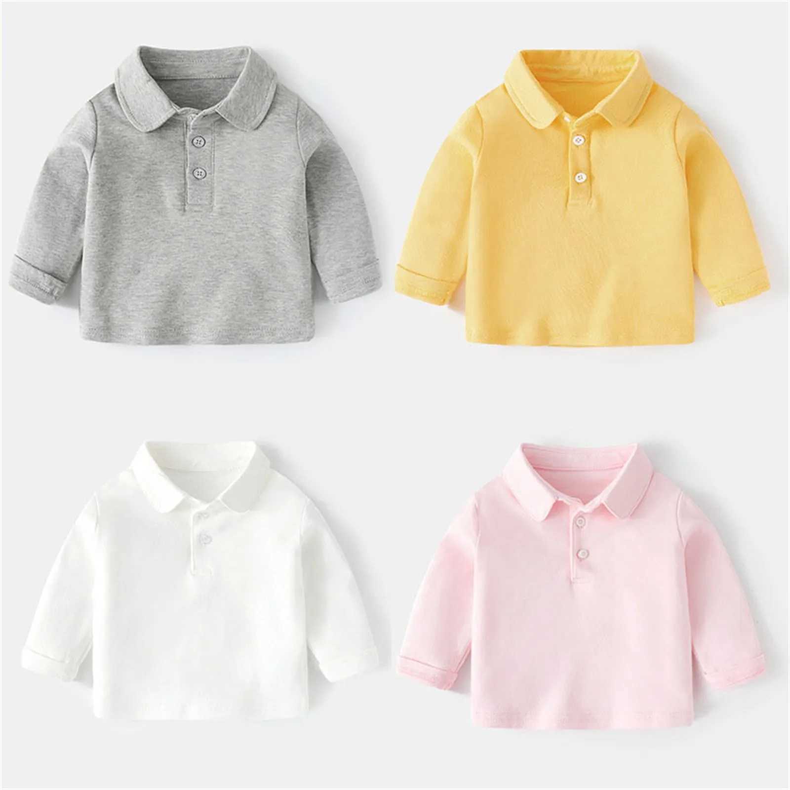 Spring Autumn Boys Long Sleeve Casual Solid Color Cotton T-Shirt ChildrenS Slish Outdoor Polo Shirt Top For Kids Ages 3-8XJ241225
