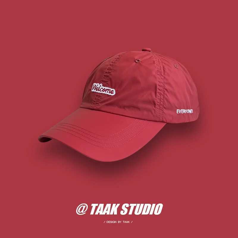 Outdoor lightweight quick drying hat red baseball cap summer Korean hippie sun protection foot cap W241225