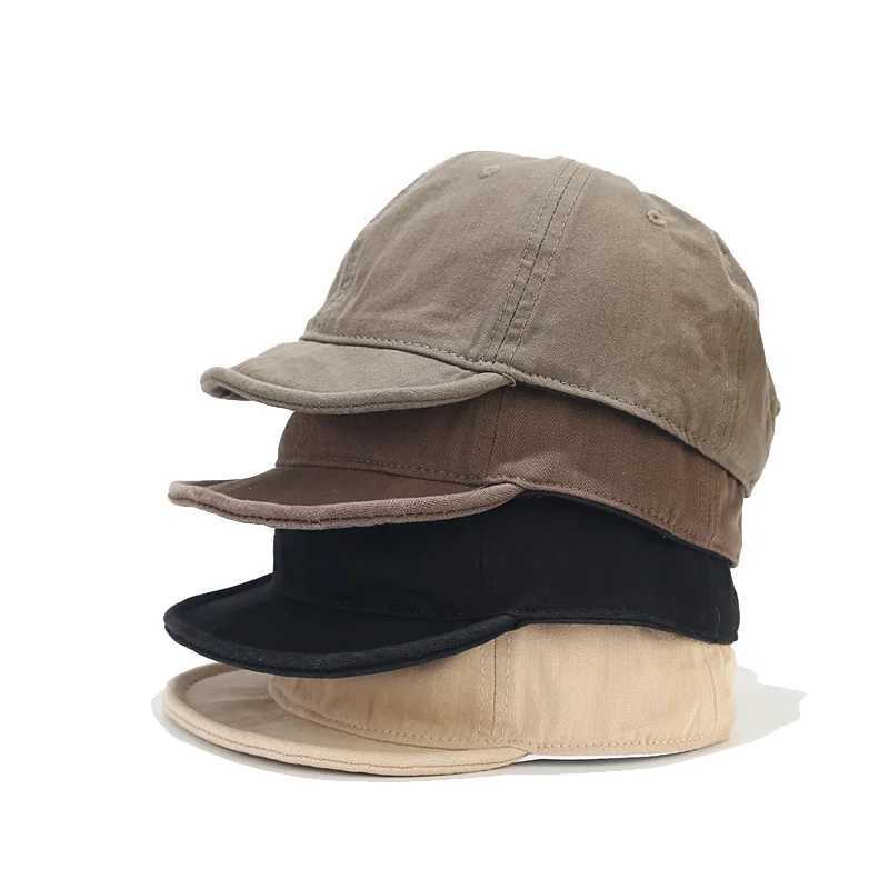 Japanese style retro short Brimmed Peaked hat mens and womens washable hazardous workwear hat soft top soft Brim baseball cap W241225