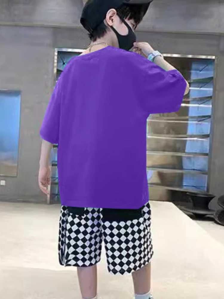 Clothing Sets Summer Children Boy Clothes Set Fashion Plaid Printed T-shirts and Shorts 2 Pieces Teenage Short Sleeve Top Bottom OutfitsY241225O40C