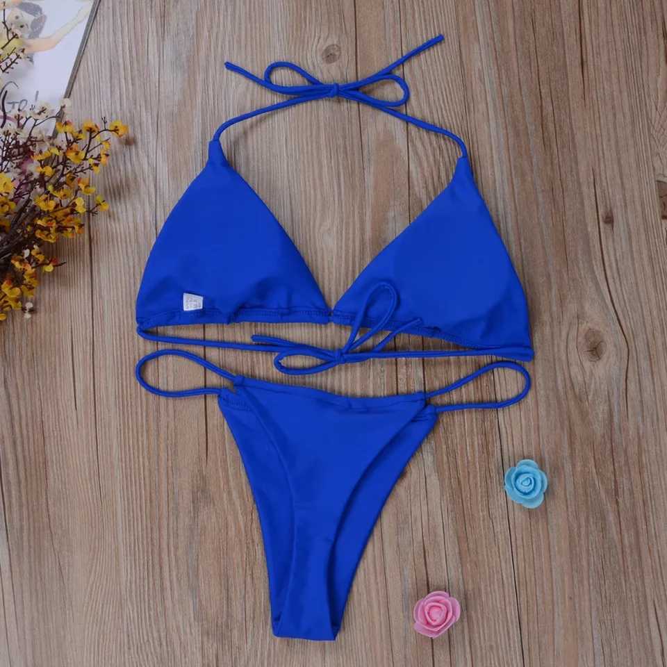 Womens swimsuit beaded thong bikini set sexy swimsuit bandage style hot Brazilian swimsuit womens two-piece swimsuit bikiniW241225