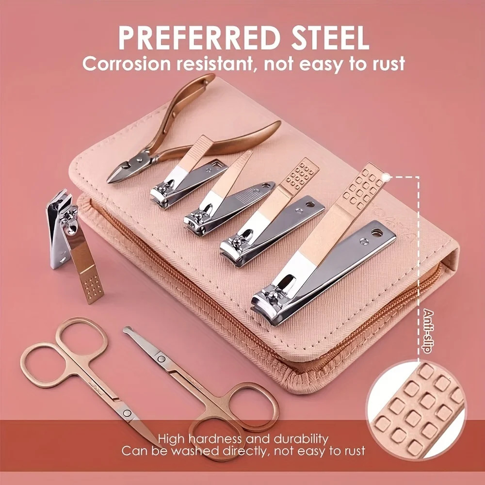 Pink 30 Pcs Manicure Set Professional Nail Clipper Set Stainless Steel Solid Manicure Kit Nail Care Kit With Pink Case Valentine 241225