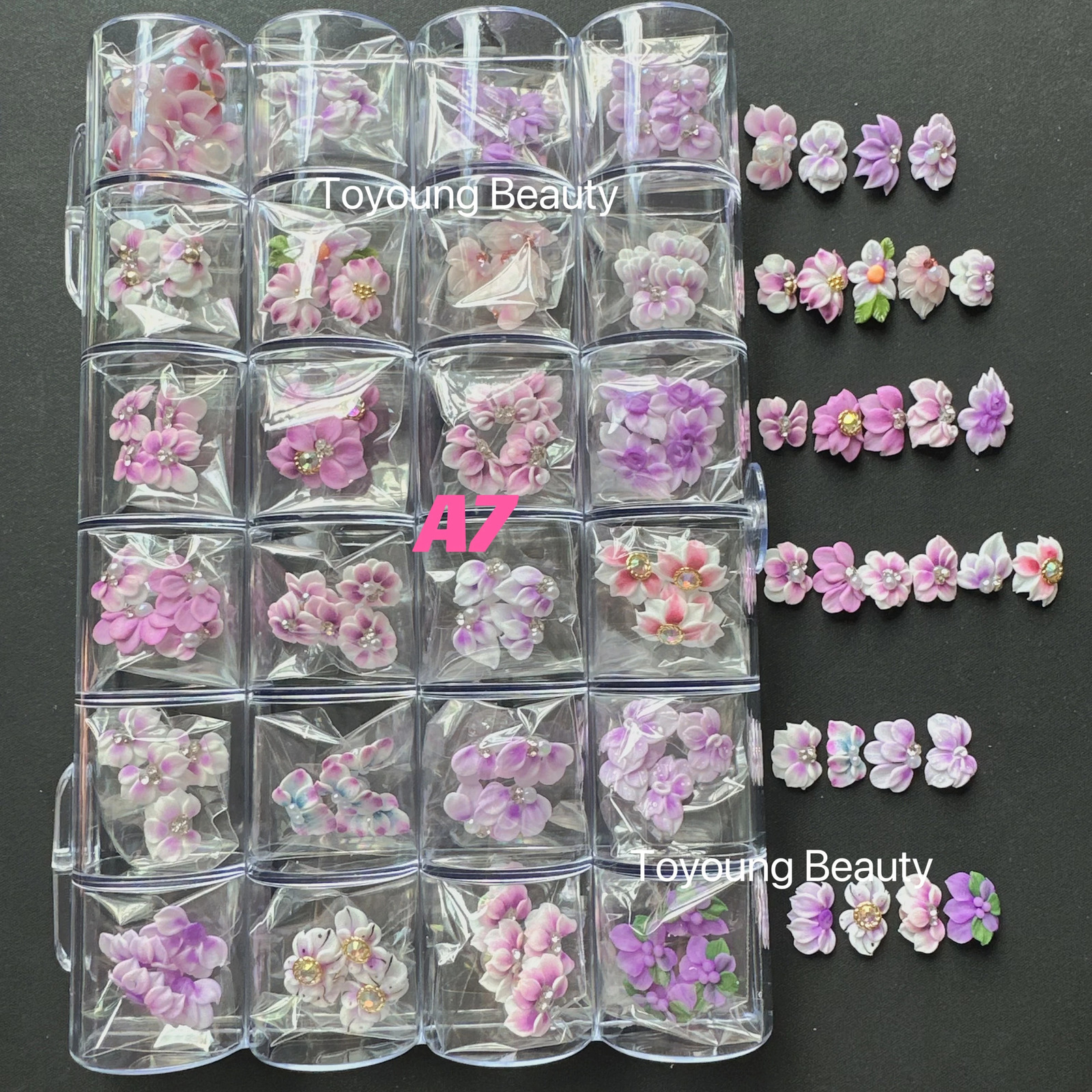100PCS Nail Acrylic Flower 3D Pearl Bow Butterfy Jewelry Handmade Christmas Kawaii Nail Art Charms Customize Decoration Stickers 241225