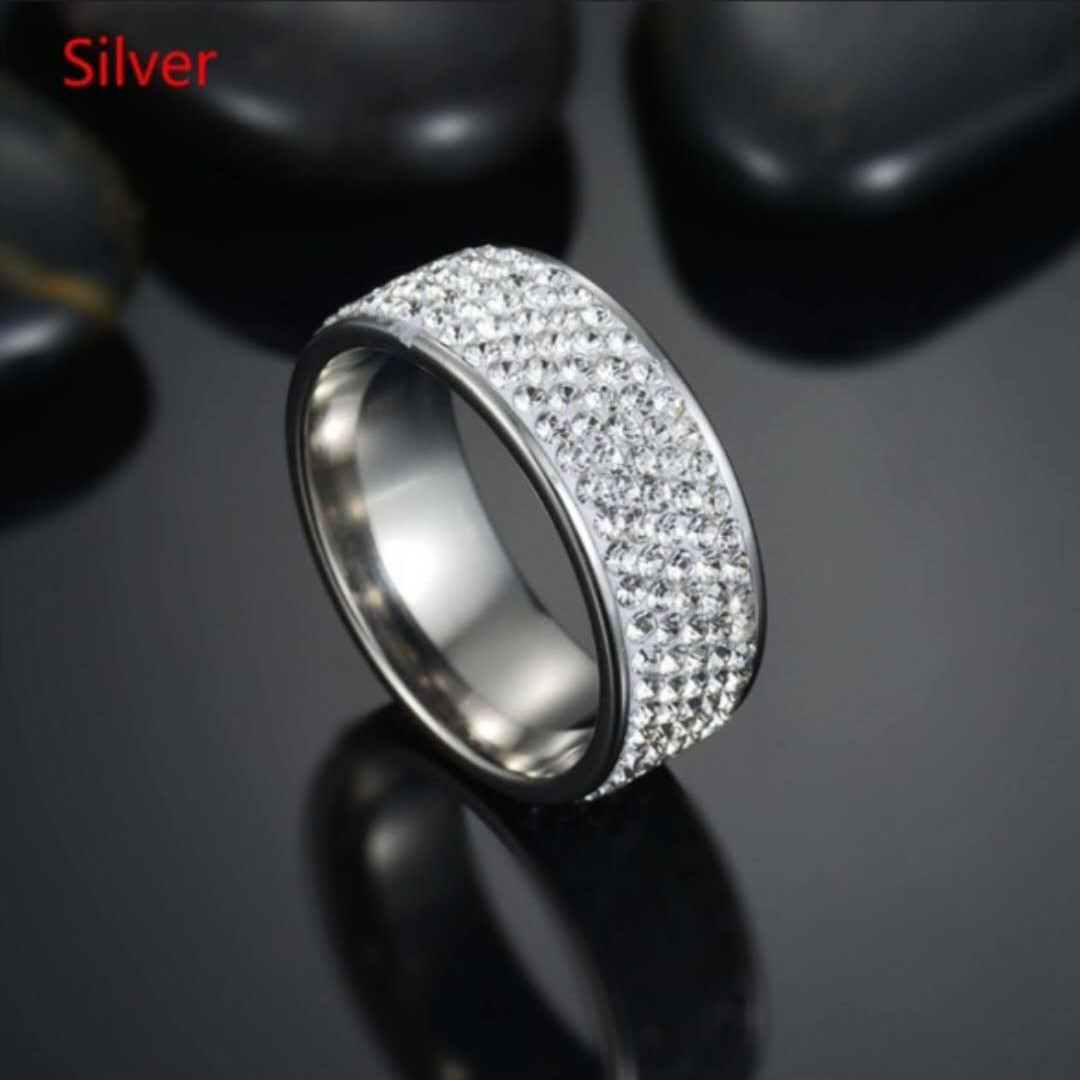 Stainless Steel Austrian Crystal Band Ring Delicate Diamond Men Women Rings Anti Allergic Gold Silver Black Polymer Clay Crystal Finger Ring Jewelry G - view 9