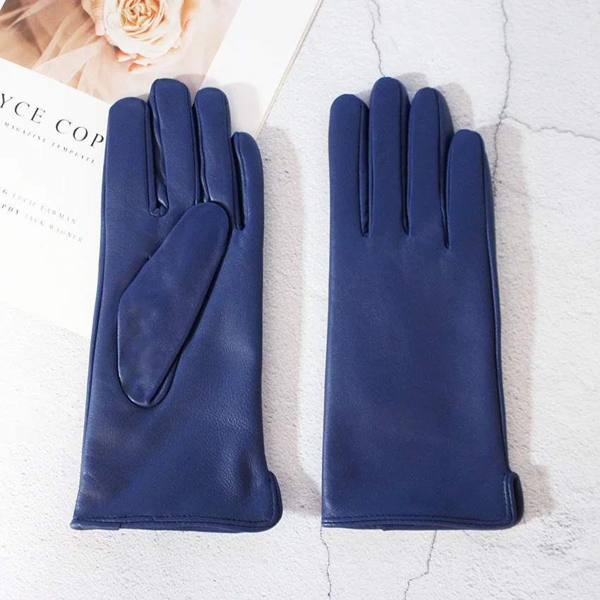 Color Sheepskin Gloves Womens Genuine Leather Fashion Straight Wool Lining Spring and Autumn Warm Outdoor Travel Driving 241225