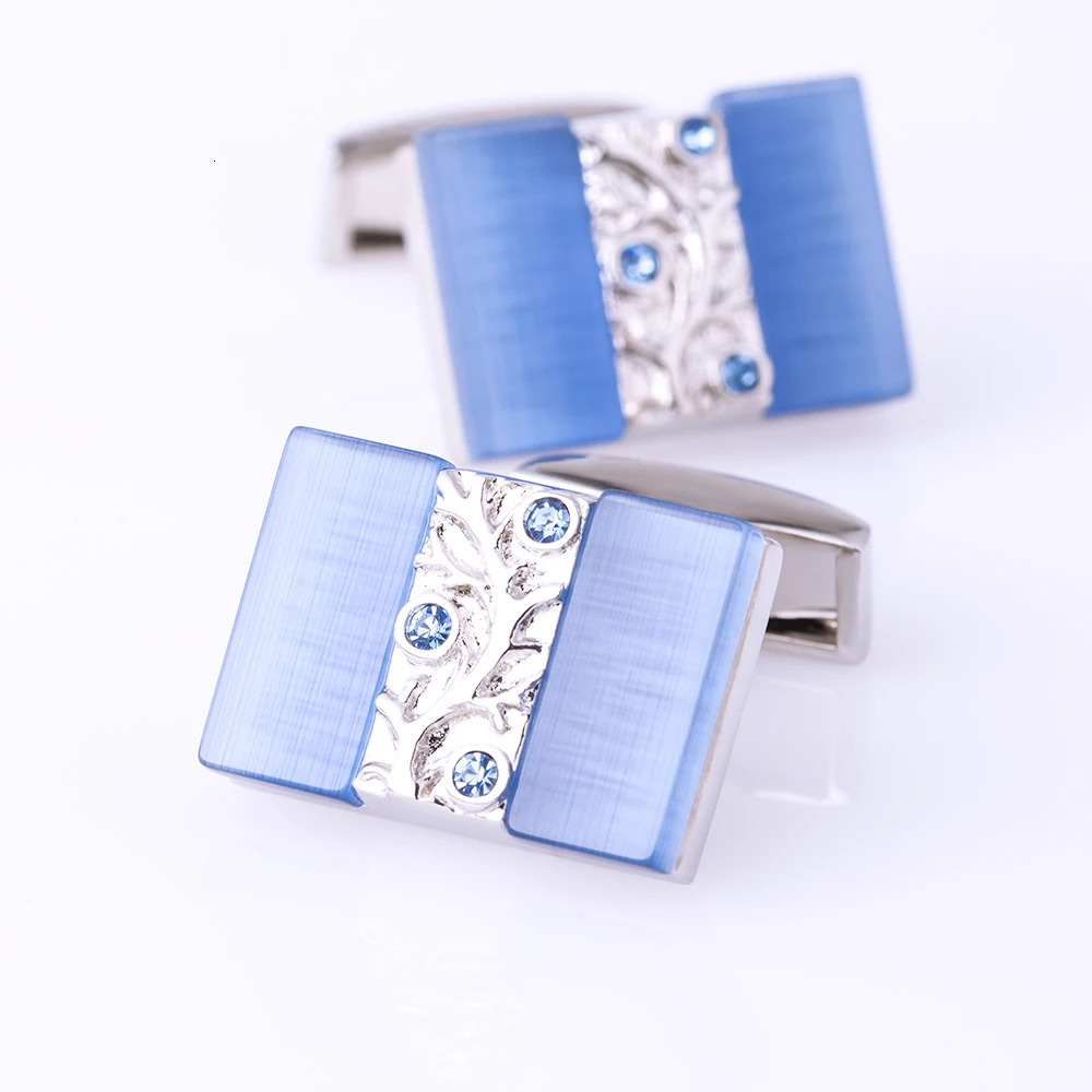 KFLK Jewelry shirt cufflinks for mens er Blue Cuff link male wedding Button male High Quality guests 241225
