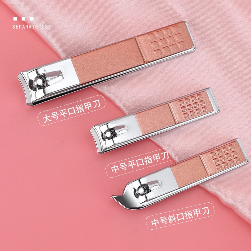 Rose Gold Nail Clipper Set Stainless Steel Manicure Nail Scissors Pedicure Kit Nippers Trimmer Care Tools With Pink Folding Bag 241225