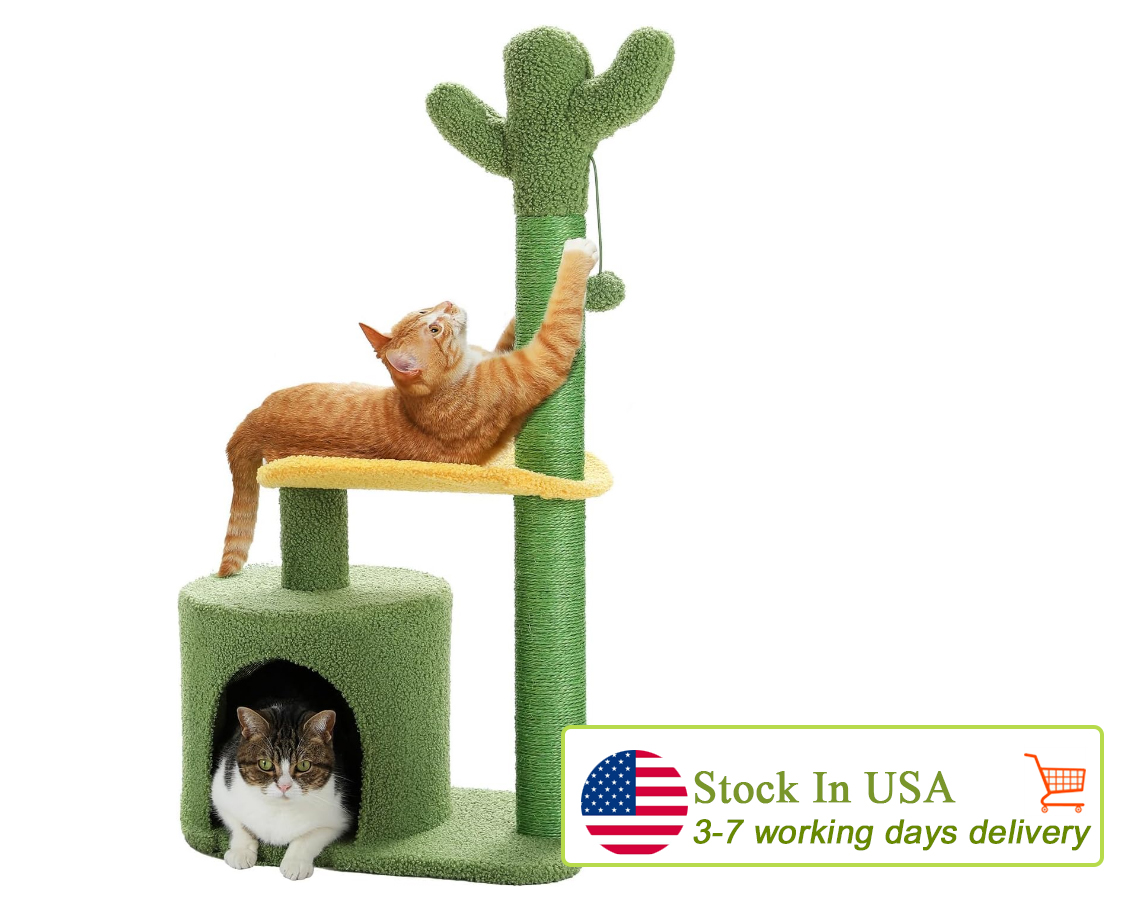 Made4Pets Cat Tree, 35.7"Multi-Level Indoor Cat Tree With Perch & Ball & Scratching Posts Cozy Condo, Green, 3-7days delivery