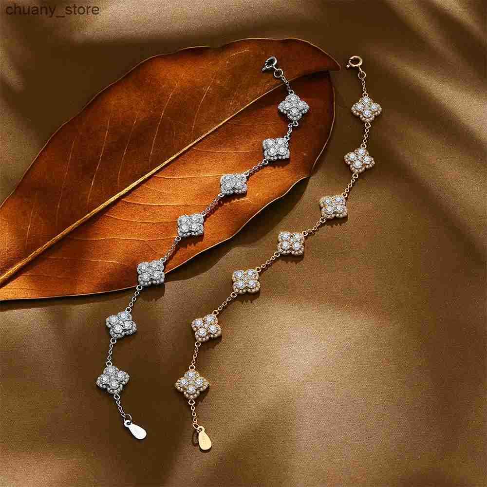 Chain ATTAGEMS Full Moissanite Diamond DVVS1 For Women 925 Sterling Silver Gold Plated Lucky Engagement Wedding Jewelry Gift L240910 L0910