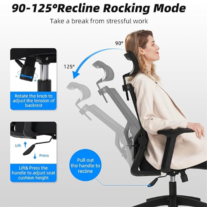 Stylish High-Back Swivel Chair for Enhanced Support During Long Hours at Work