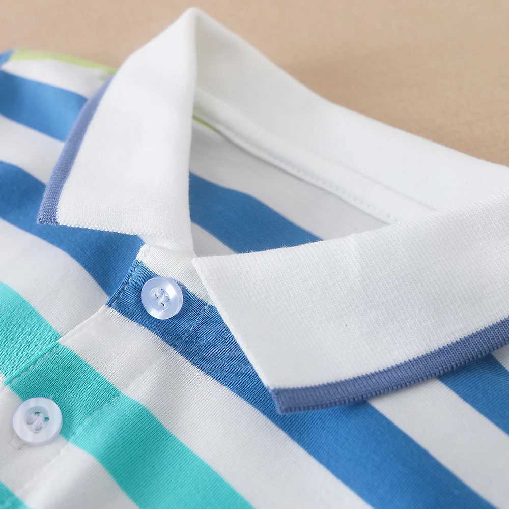Baby Boys Polo Shirts High-quali Summer Short Sleeved Striped Top Shirt Clothes 2T-6T Kids Turn-down Collar TshirtsXJ241225