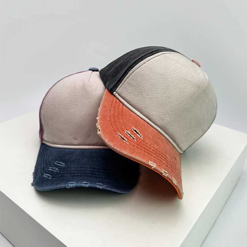 Retro colored solid baseball cap with breathable and broken style paradigm new unisex sun hat personalized pea hat fashionable and casual W241225