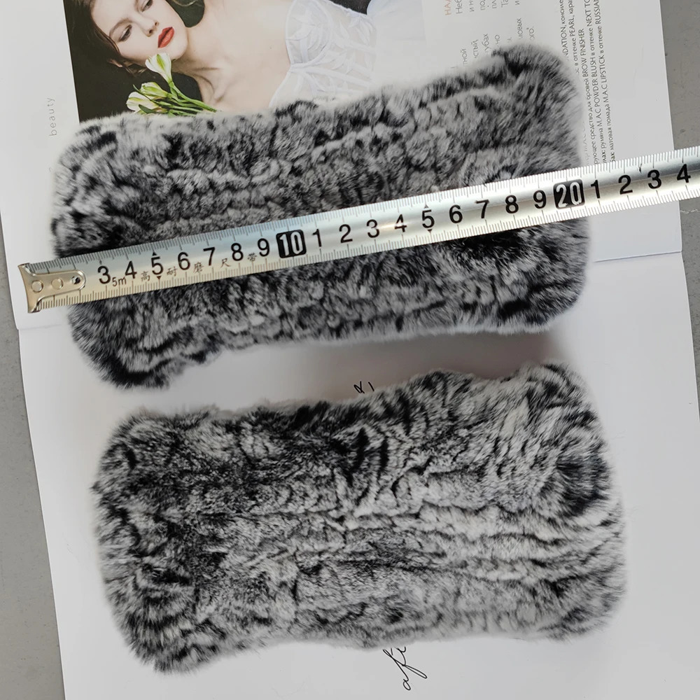 Winter Real Fur Golve Women Outdoor Warm 100% Real Rex Rabbit Fur Gloves Knit Thick Natural Soft Rex Rabbit Fur Mittens 241225