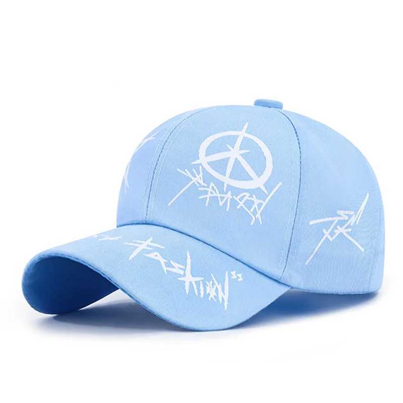 Fashionable yellow graffiti baseball cap with snap button hip-hop street casual printed foot cap mens spring and summer truck cap W241225