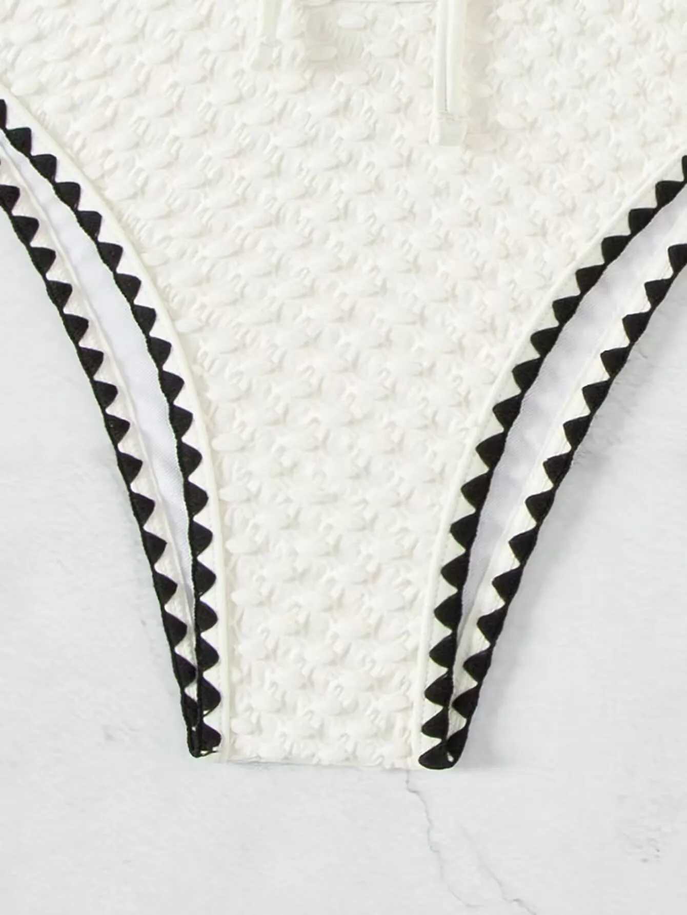 Swimsuit white 2-piece strapless womens swimsuit sexy Bandeau backless bikini set lace patchwork patch work swimsuit 2025 newW241225