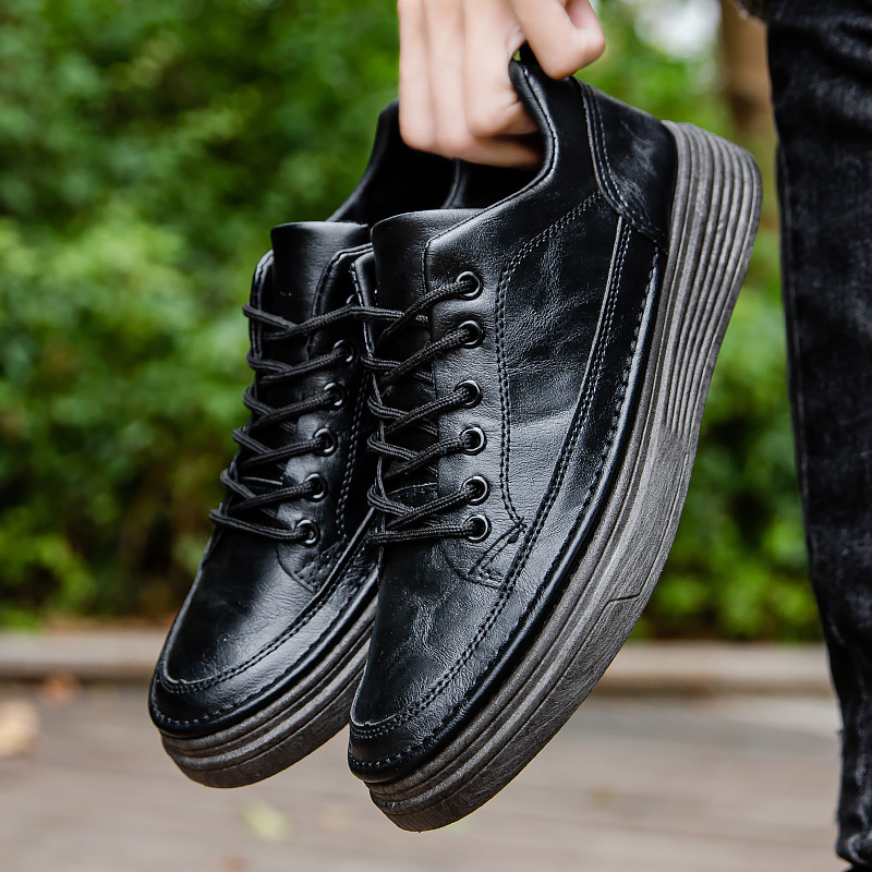 Men Casual Shoes Flat Bottom New Fashion British Style Low-Top Lace-Up Retro Triple Black Coffee fashion