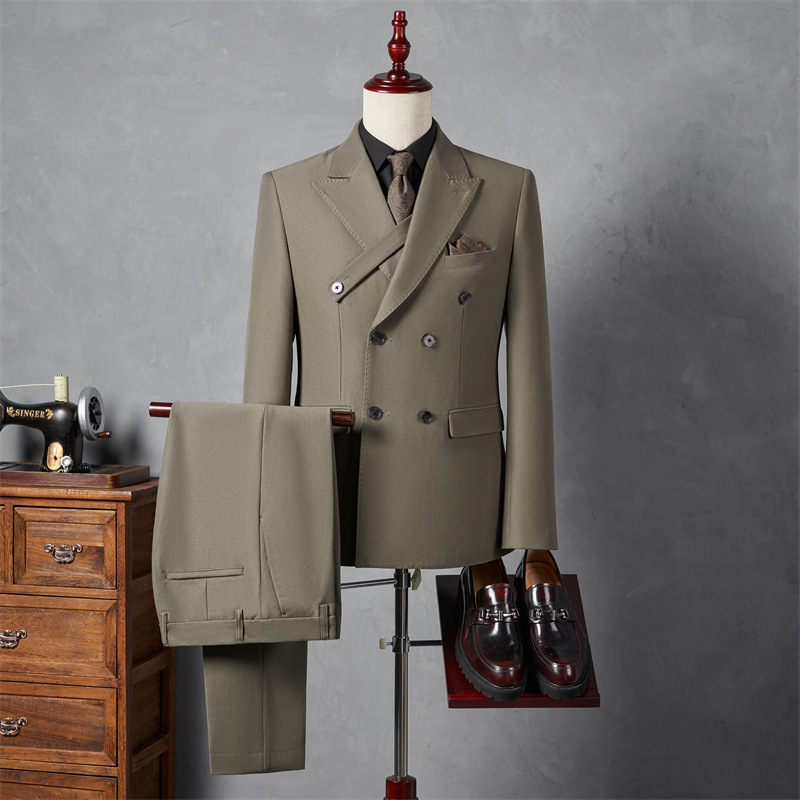 F12241Men's suits British style two-piece business casual suits men's formal slim groom wedding dress