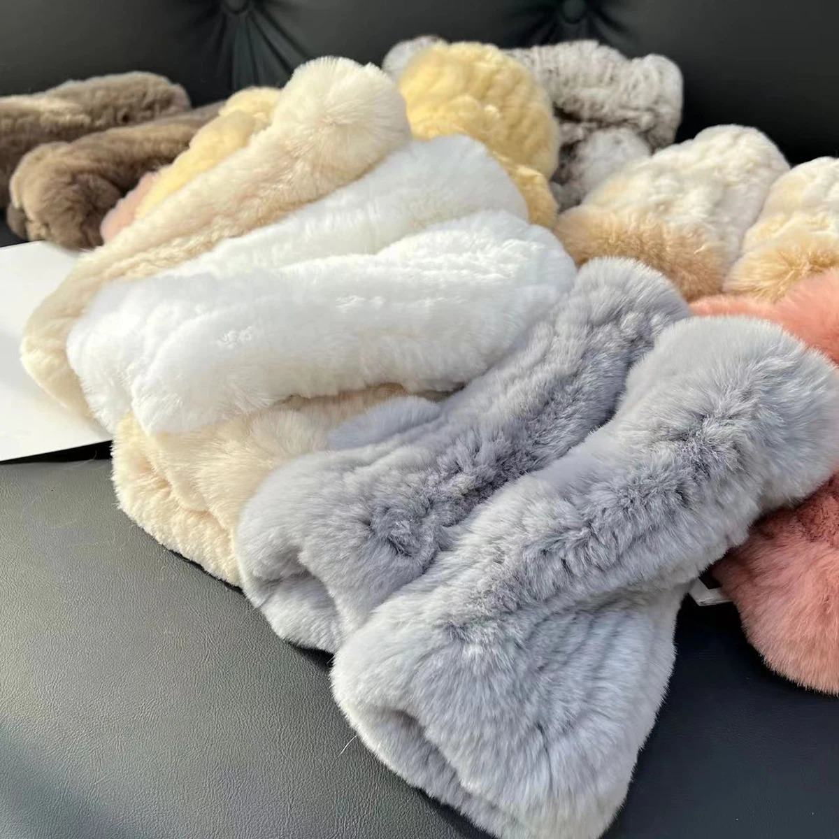 Style Fashion 100% Genuine Rex Rabbit Fur Lady Gloves Women Winter Keep Warm Real Fur Glove Elastic Knit Outdoor Fur Mittens 241225