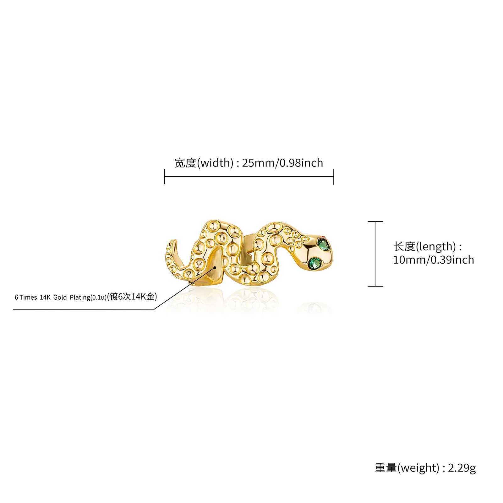 YOUNGX Fashion Single Green Eye Snake Teeth Grillz 14K Gold Plated Tooth Cs For Women Men Hip Hop Jewelry CosplayXJ241225