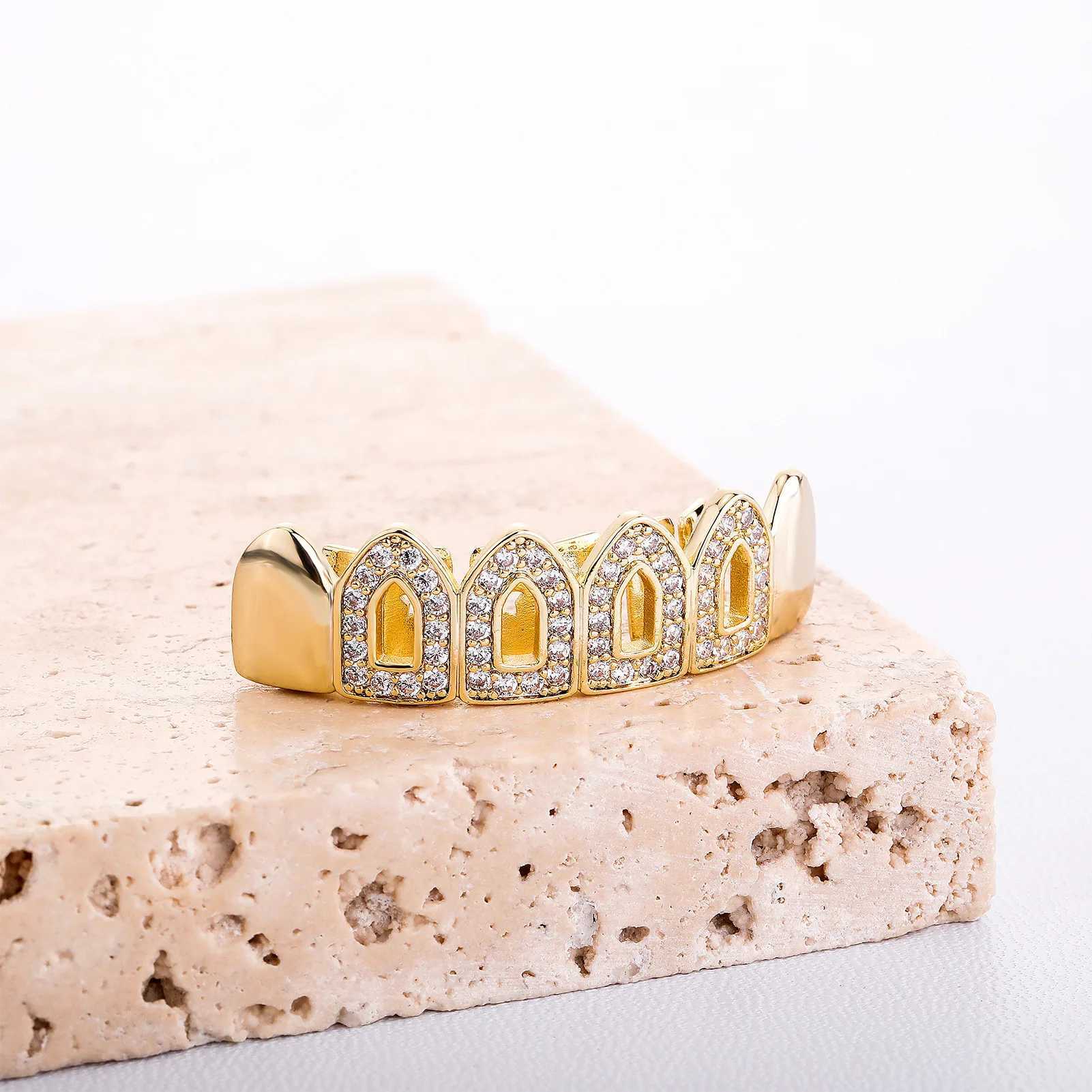Hollow Heart Inside Teeth Grillz Top Bootom Dental Mouth Punk Teeth Cs Cosplay Party Tooth Rper Hip Hop Jewelry TG054XJ241225