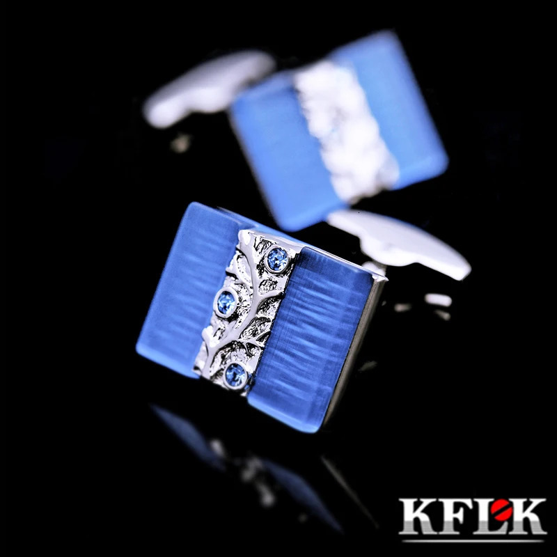 KFLK Jewelry shirt cufflinks for mens er Blue Cuff link male wedding Button male High Quality guests 241225