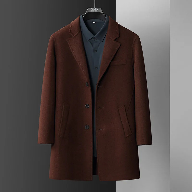 2024 Autumn and Winter Mens Coat Urban Leisure AllMatch Reversible Woolen Pure Wool MidLength Suit 241225