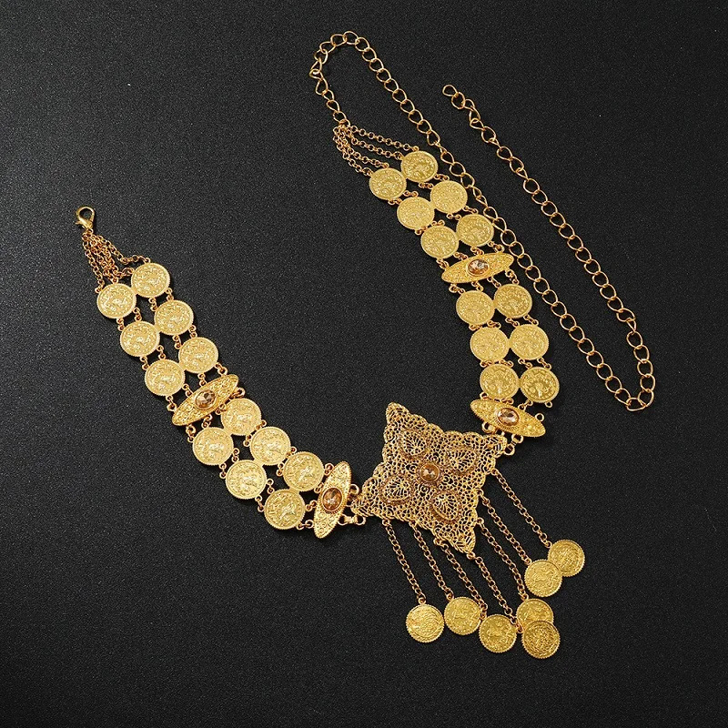 Ethnic Style Vintage Waist Chain For Women Bohemian Coin Tassels Belly Chain Waistband Dance Clothing Accessories Jewelry 241225