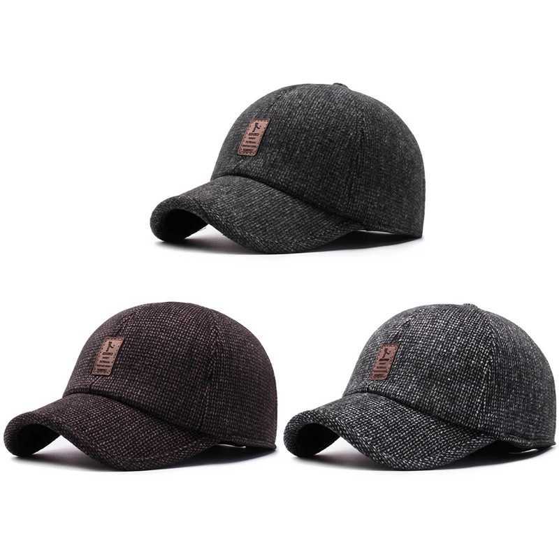 Autumn and winter mens wool snap cap with ear studs to keep warm outdoor earmuffs baseball cap with earmuffs design dad hat W241225