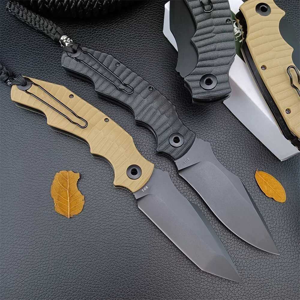 Pohl Force Alpha Five Survival Tanto Folder 4.44 7Cr13Mov Blade Black/Khaki Handle Outdoor Hunting Defense Folding Knife X250408