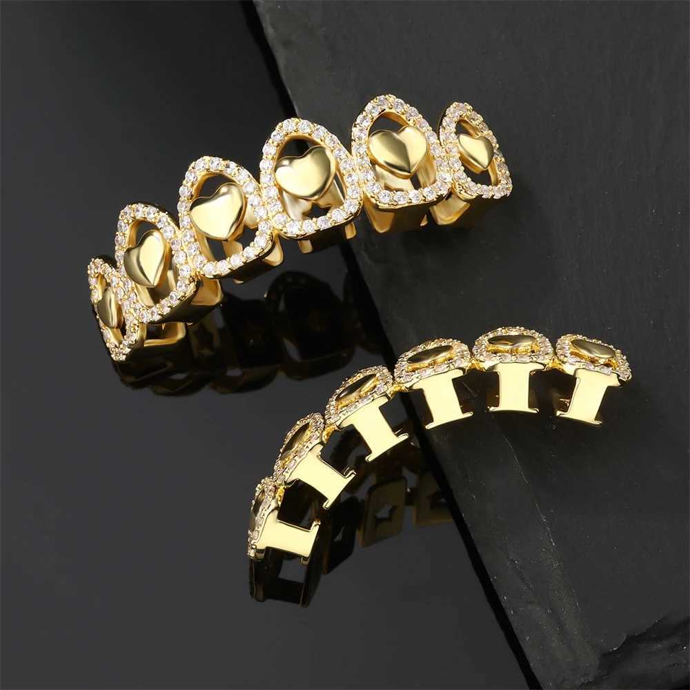 CZ Teeth Grillz Cs Cubic Zircon d Out Micro Pave Top Bottom Charm Grills For Men Women Hip Hop Jewelry GiftXJ241225