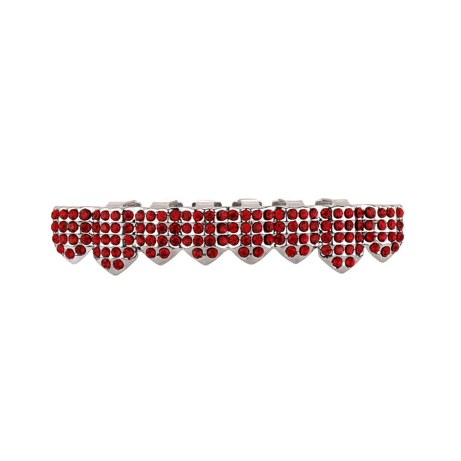 Hip Hop Teeth Grillz d Out Micro Pave Cubic Green Red Zircon Top Bottom Charm Grills Set For Men Women JewelryXJ241225