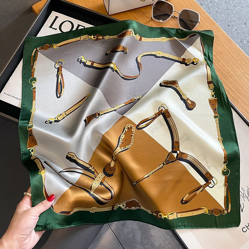 Shawl faux Real Silk Square Scarf Women Hair Ribbon Headband Wrap Ladies Neck Tie Neckerchief Wrist 241225