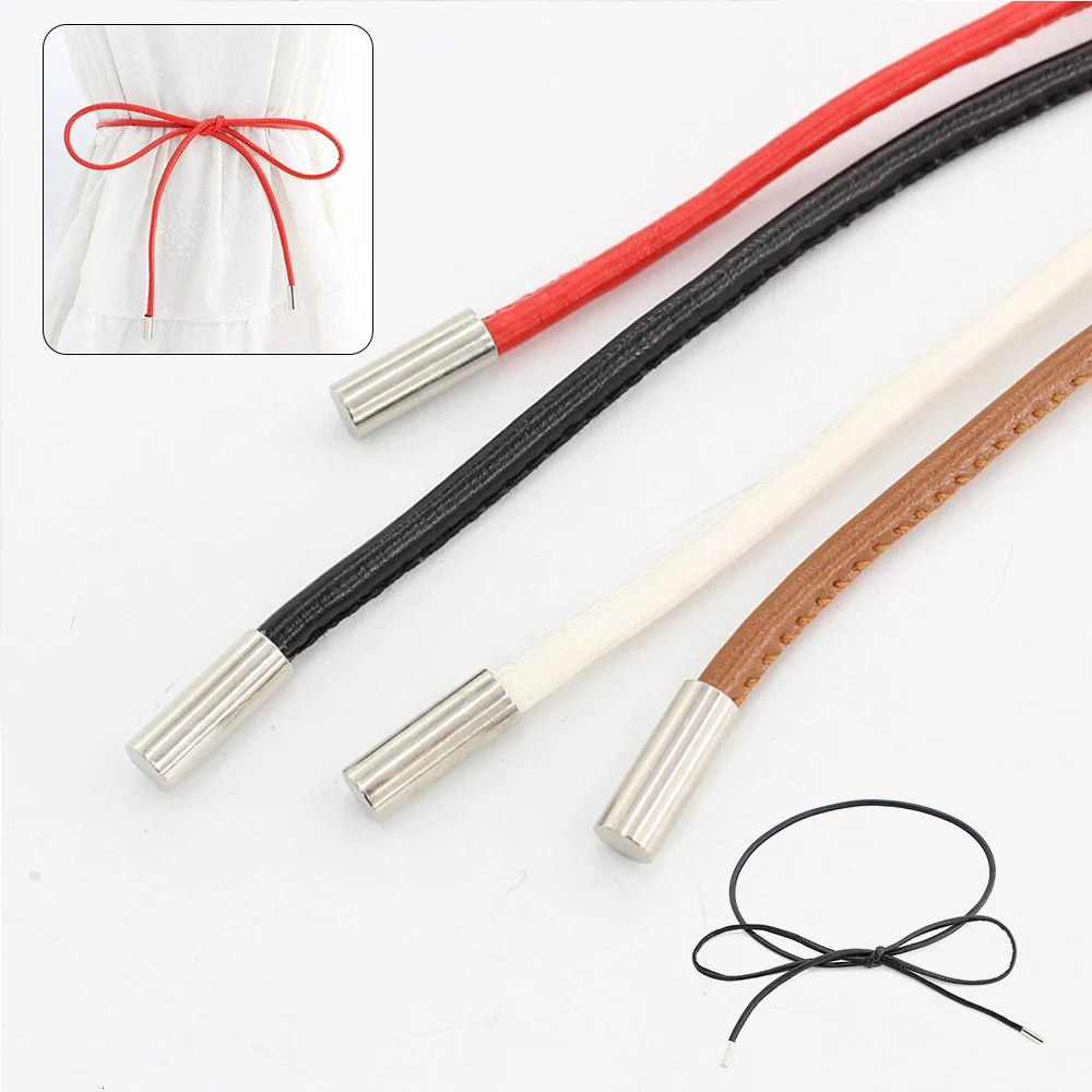 Knotted Waist Chain Thin Belt Vintage Leather Slim Belt Dresses String Waistband Long Waist Rope Fashion Decoration With Dress 241225