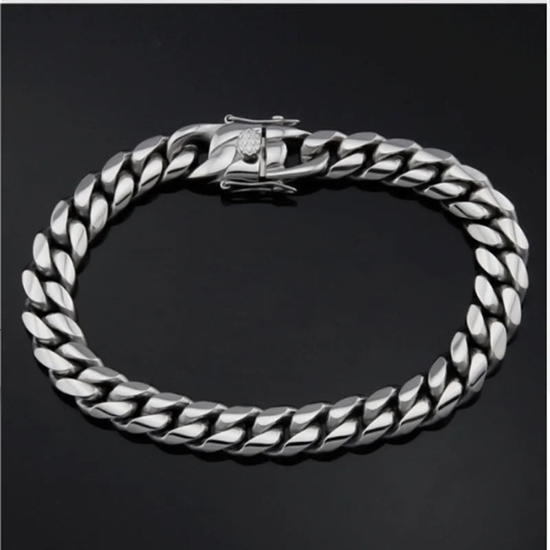 Stainless Steel Miami Curb Cuban Chain Bracelets Hip Hop 18K Stamp Gold Plated Jewelry Men Women Lock Clasp Bangles 7 ~8.5 inch 241225