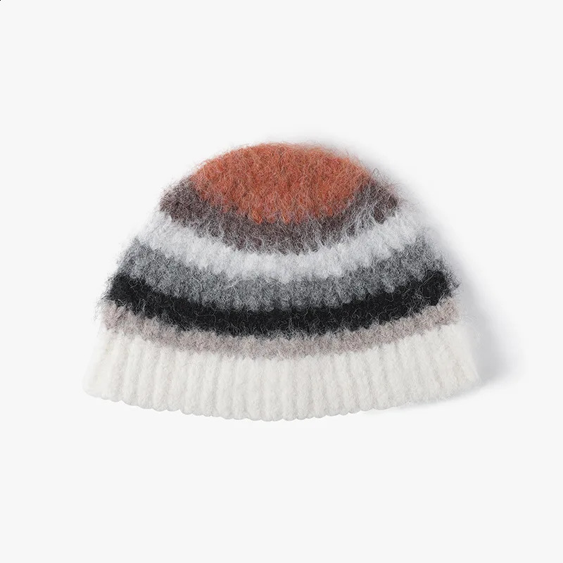 color jacquard knitted womens bucket hat for autumn and winter fashionable and warm fully matched beanie hat outdoor mens wool hat 241223