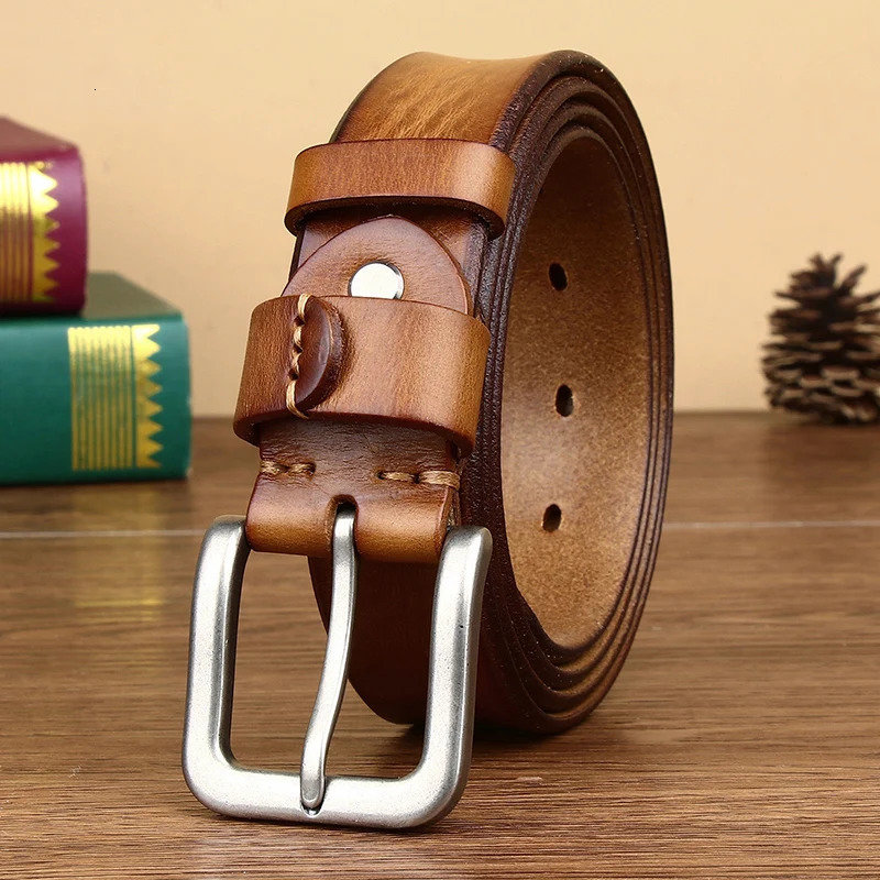 Mens belts Top Cowhide Full Match Casual Jeans Vintage High Quality Male Genuine Leather Belt For Men 241225